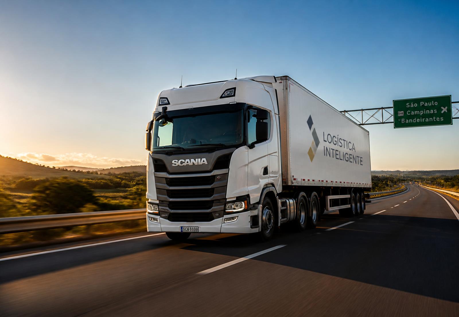 Caminhão de transporte rodoviário da Öben Cargo em rodovia brasileira